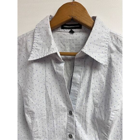 Express Design Studio Womens 3/4 Sleeve Collared Button up Shirt Blue Sz S - Picture 3 of 11